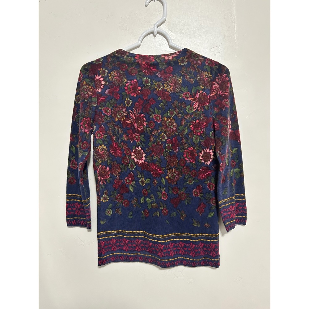 Talbots AUDREY CASHMERE SWEATER - Floral 100% Cashmere 3/4 - Picture 3 of 8